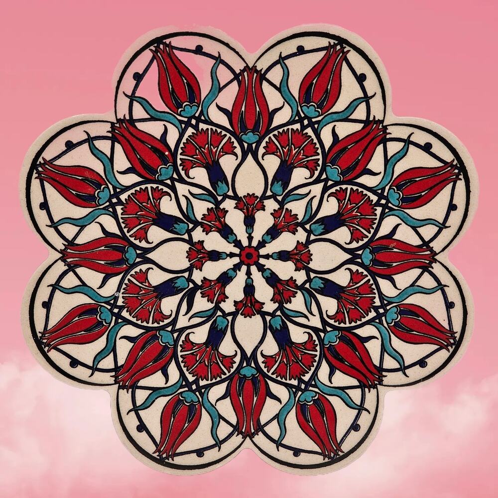 Vintage Turkish Trivet Pot Stand - Beautiful Hand Painted Ceramic Floral Tile